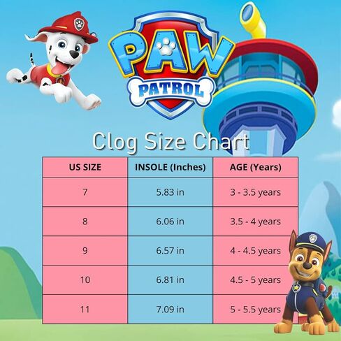 Paw Patrol Clogs Chase and Marshall Slip On Water Shoes - Outdoor and Indoor Pool Shoes (Sizes 7-11 Toddler-Little Kid) in Saudi Arabia