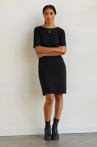 Fair Indigo Women's Organic All-Cotton Boat Neck Dress in Saudi Arabia