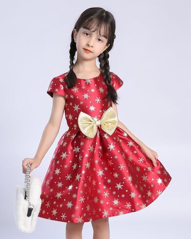 Topophilia Girls A-line Wedding Party Dresses-Kids Princess Dress with White Faux Fur Jacket for Christmas,Birthday,Holiday in Saudi Arabia