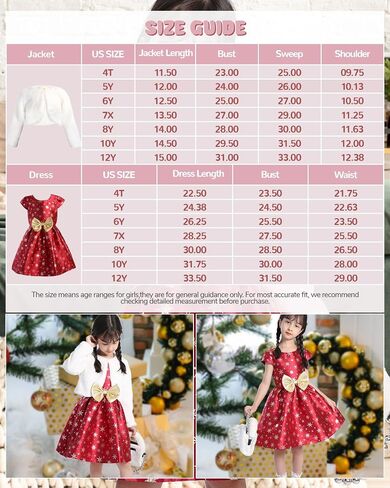 Topophilia Girls A-line Wedding Party Dresses-Kids Princess Dress with White Faux Fur Jacket for Christmas,Birthday,Holiday in Saudi Arabia