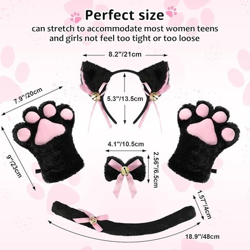 طقم زي لوليتا القوطية التنكري من يو وانت مي على شكل قطة يتكون من ذيل القط وقفازات مخالب القطة وطوق أذن القطة in Kuwait