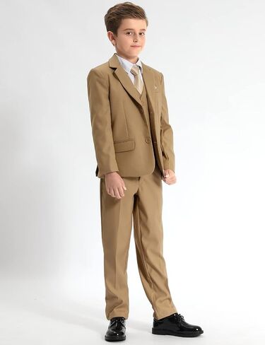A&J DESIGN Boys 7-Piece Formal Suit Ring Bearer Outfit with Dress Shirt, Jacket, Vest, Pants, Tie, Bowtie and Pocket Square in Kuwait