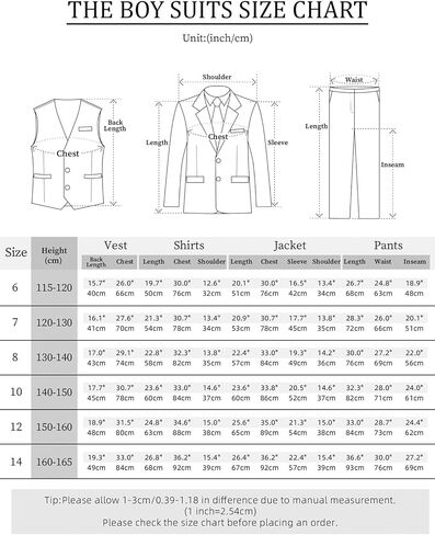 A&J DESIGN Boys 7-Piece Formal Suit Ring Bearer Outfit with Dress Shirt, Jacket, Vest, Pants, Tie, Bowtie and Pocket Square in Kuwait