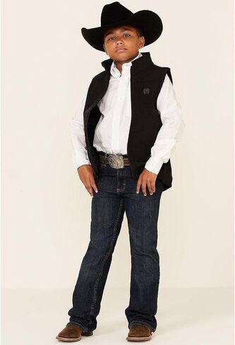 Cinch Boys' Solid Bonded Zip-Up Vest Black Large in Saudi Arabia