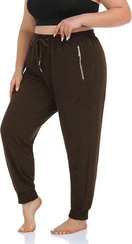 ZERDOCEAN Women's Plus Size Fleece Lined Sweatpants Casual Workout Athletic Joggers Zipper Pockets in Saudi Arabia