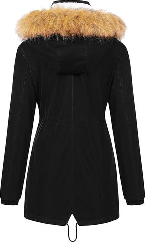 Chrisuno Women's Mid-Length Military Parka Winter Outerwear Insulated Jacket Soft Fleece Snow Faux Fur Coat in Kuwait