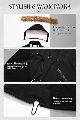 Chrisuno Women's Mid-Length Military Parka Winter Outerwear Insulated Jacket Soft Fleece Snow Faux Fur Coat in Kuwait