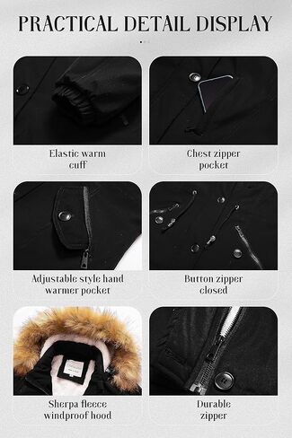 Chrisuno Women's Mid-Length Military Parka Winter Outerwear Insulated Jacket Soft Fleece Snow Faux Fur Coat in Kuwait