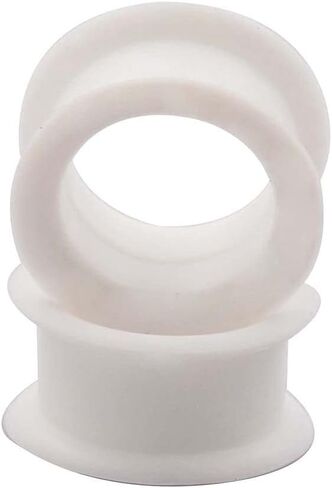 Pair 1-3/16" (30MM) WHITE SILICONE EYELET TUNNELS Double Flare Gauges Thin Soft Flexible Flesh Plugs (2pcs) in Saudi Arabia