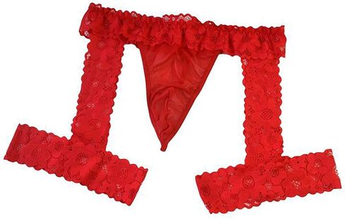 Walang Lip Men's Panties Lingerie Lace Low Rise Stretchy G-String Bikini Thong Underwear with Garter in Saudi Arabia