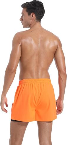 سروال سباحة رجالي من difficort مع بطانة مضغوطة، شورت سباحة سريع الجفاف مع جيوب بسحاب in Kuwait