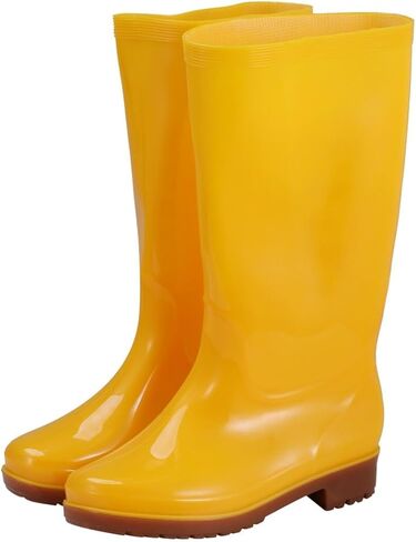 COYLINK Women's Mid-calf Rain Boots, Waterproof Rain Footwear, Lightweight Garden Shoes, Fashionable Yellow Rain Boots for Gardening Cleaning And Outdoor Works in Kuwait
