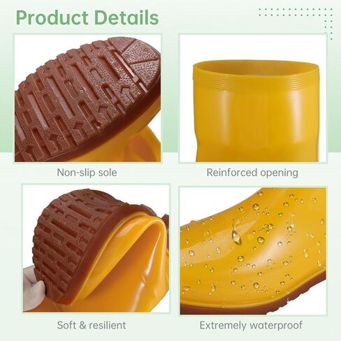 COYLINK Women's Mid-calf Rain Boots, Waterproof Rain Footwear, Lightweight Garden Shoes, Fashionable Yellow Rain Boots for Gardening Cleaning And Outdoor Works in Kuwait