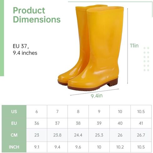 COYLINK Women's Mid-calf Rain Boots, Waterproof Rain Footwear, Lightweight Garden Shoes, Fashionable Yellow Rain Boots for Gardening Cleaning And Outdoor Works in Kuwait