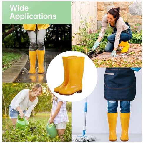 COYLINK Women's Mid-calf Rain Boots, Waterproof Rain Footwear, Lightweight Garden Shoes, Fashionable Yellow Rain Boots for Gardening Cleaning And Outdoor Works in Kuwait