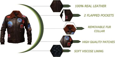 Vintagearc Mens Real Leather Fur Collar Flight Jacket Tom Air Force Aviator Pilot Flying G1 Bomber USAAF Maverick Jacket in Saudi Arabia