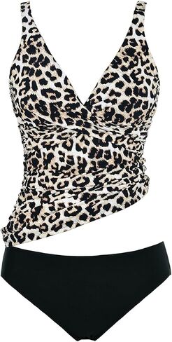coastal rose Women's Tankini Swimsuits Twist Tummy Control Swim Top with Shorts Two Piece Bathing Suits in Kuwait