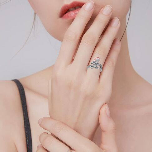 CVRAVO Mushroom Ring 925 Sterling Silver Mushroom Adjustable Open Ring Cute Nature Jewelry Gifts for Women Girls in Kuwait