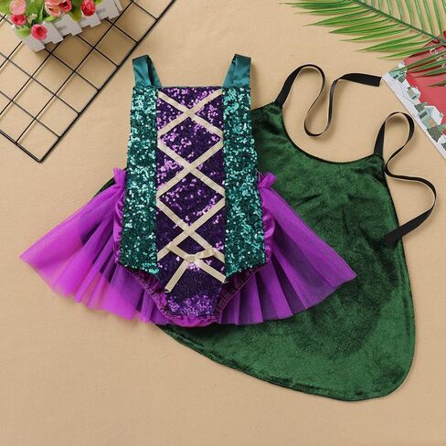 IBTOM CASTLE Baby Girls Sequin Backless Romper Tulle Dress with Cloak Witch Sister Costume Halloween Fancy Dress in Saudi Arabia
