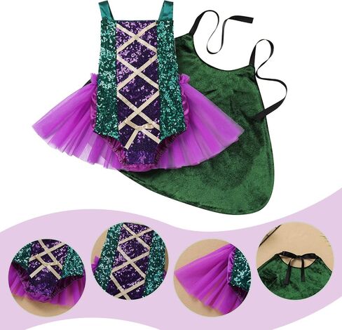 IBTOM CASTLE Baby Girls Sequin Backless Romper Tulle Dress with Cloak Witch Sister Costume Halloween Fancy Dress in Saudi Arabia