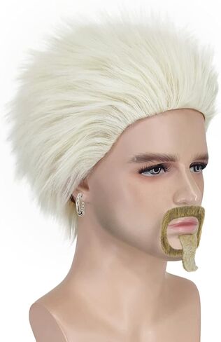 شعر مستعار زي الشيف الأشقر من CJK مع ملحقات للرجال شعر مستعار شائك المشاهير مع لحية ولحية وسكسوكة وأقراط رجالية مشبكة CJ015 in Kuwait