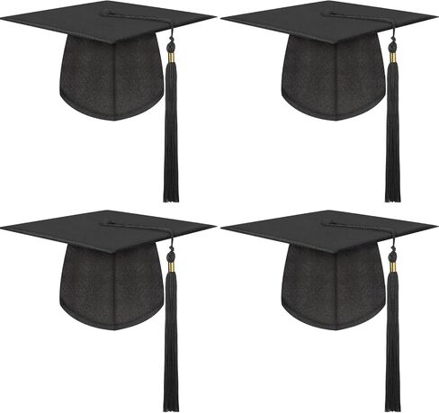 4 قطع للجنسين ماتي قبعة التخرج 2021 مع شرابة قابلة للإزالة وحلية عام 2021 لمستلزمات التخرج من الثانوية، باللون الأسود in Saudi Arabia