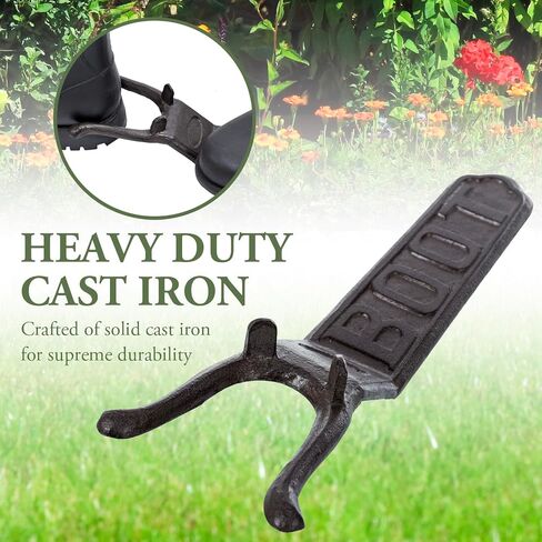 MyGift Vintage Style Heavy Duty Cast Iron Boot Jack and Shoe Remover with Embossed Boot Label, Rustic Metal Boot Puller Hook Helper Tool for Taking Off Boots in Saudi Arabia