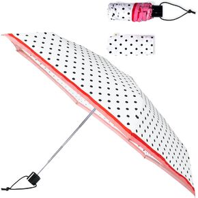 Kate Spade New York Mini Umbrella, Compact Umbrella with Storage Sleeve, Small Umbrella for Backpack or Car