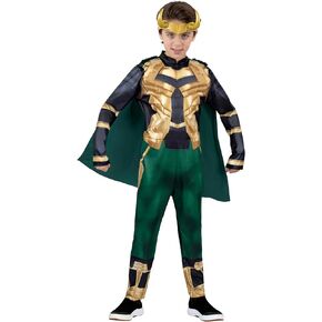 زي Marvel Loki الرسمي للشباب - بذلة مبطنة مع غطاء رأس قابل للفصل وغطاء رأس بلاستيكي in Kuwait