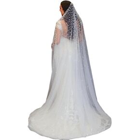 Passat Pearl Bridal Veil For Wedding Pearl Cathedral Bridal Veils Long Pearl Wedding Veils For Brides Ivory in Kuwait
