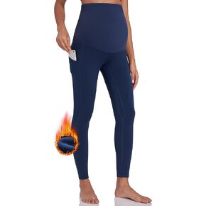 سراويل يوجا مبطنة بالصوف للأمومة نشطة للنساء فوق البطن للتمرين في الشتاء الدافئ السميك للحمل مع جيوب in Kuwait