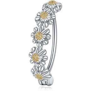 UCADRIT 14G/16G/18G Belly Button Ring Sterling Silver Daisy Flower/Sunflower/Snake/Cross Clicker Belly Button Hoop Navel Ring Belly Piercing Jewelry Gifts For Women Girls