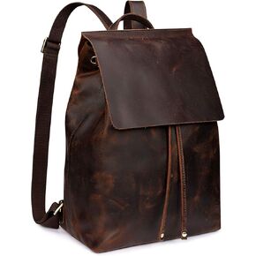 S-ZONE Women Genuine Leather Backpack Purses Fashion Rucksack Travel Daypack with Luggage Sleeve