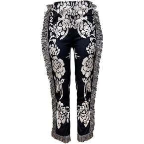 Yeshire Women's Hippie Tassel Pattern Printing Elastic Pants Folk Style Pants Party Music Festival Wear