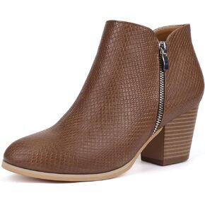firelli Women Ankle Boots Low Heel Boot Round Toe Zipper Booties