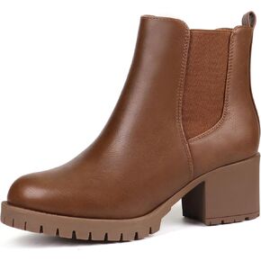 أحذية JABASIC النسائية تشيلسي للكاحل بكعب منخفض مكتنز ومنصة مرنة سهلة الارتداء in Kuwait