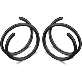 Tanreeqee 18G 20G Double Nose Ring for Single Piercing Stainless Steel Left and Right Double Hoop Nose Ring Spiral Nose Hoops Double Nose Ring for Women Men
