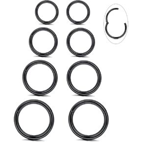 LOYALLOOK 8Pcs G23 Titanium Hinged Clicker Segment Nose Rings Hoop Septum Nose Lip Ring Hoop for Women Men Helix Cartilage Daith Tragus Sleeper Earrings Body Piercing Improved 16G in Kuwait