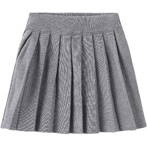 TIBE PINCESS Little Girls Pleated Skirt Vintage Knit High Waist Kids Tennis Skirt for Toddler Mini Scooter Skirts