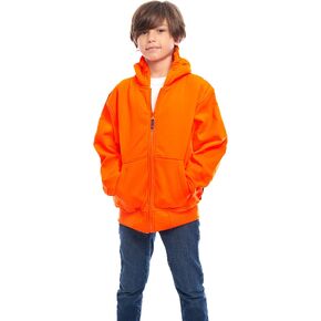 TrailCrest Kids Orange Safety Full Zip High Visibility Thick Fleece Hooded Sweatshirt Hunting Jacket