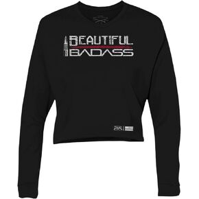 Grunt Style Beautiful Badass Women's Cropped Long Sleeve T-Shirt
