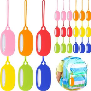 Sanwuta 24 Pieces Kids Luggage Tags Silicone Bag Tags for Backpacks Kids Backpack Tags with Name/ID/Address Card Suitcase Tags Identifiers Name Tags for Luggage in Saudi Arabia