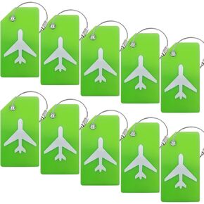 BlueCosto 10x Green Luggage Tags for Suitcases Silicone Tag w/Stainless Steel Loops