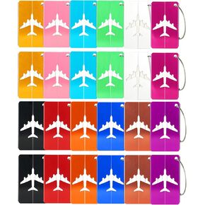 24 Pcs Metal Luggage Tags Bulk Luggage Tags Travel Tag with Strings Aluminium Suitcase Labels for Travel Luggage Baggage Identifier 12 Colors in Kuwait