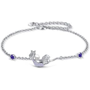 YAFEINI Ankle Bracelets for Women Sterling Silver Mermaid Turtle Ladybug Moon Star Pineapple Anklet Link Chain Anklets Jewelry Gifts for Girls in Saudi Arabia