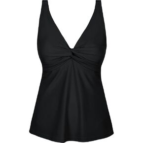 coastal rose Women's Underwire Tankini Top Twist Front V Neck Push Up Swimsuit Top Flowy Bathing Suit Tops Only