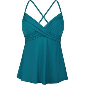 Hilor Women's Underwire Tankini Top Swimwear Twist V Neck Swimsuit Top for Big Busted Flared Flowy Bathing Suits Top in Saudi Arabia