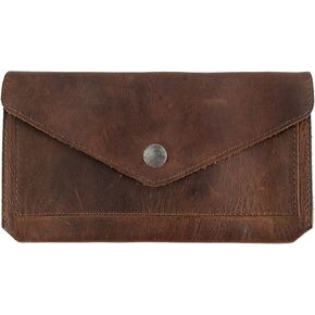Hide & Drink, Large Female Wallet, Travel Organizer for Women, Vintage Money and Card Holder, Full Grain Leather, Handmade, Bourbon Brown in Kuwait