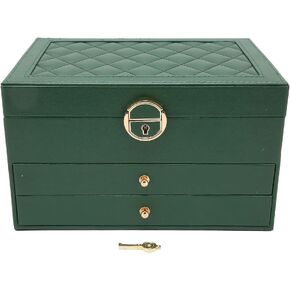 Jewelry Box Organizer for Women Girls, Double Layer Jewelry Display Storage Case with Removable Tray, Premium PU Leather Jewelry Holder Boxes for Rings Earrings Necklaces in Saudi Arabia