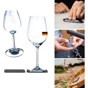 silwy® Magnetic Crystal Glasses with Perfectly Integrated Magnets Including Metal Nano Gel Pads - Non-Slip Camping Glasses, Boat and Yacht Accessories (Wine // 0.25 l // Set of 2)